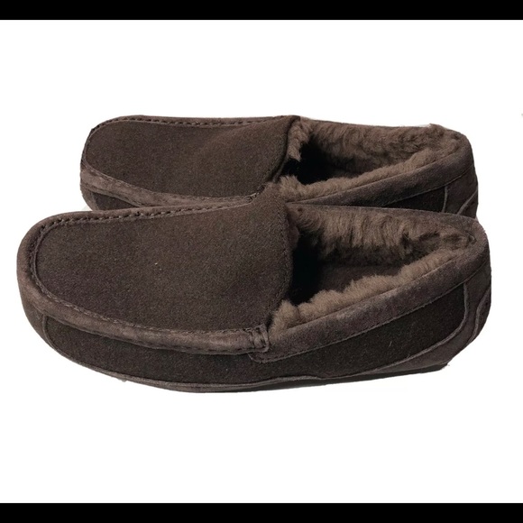 UGG Ascot Suede Wool Moccasin Slippers 8 Espresso - Picture 3 of 6